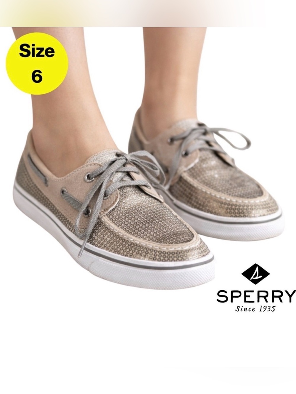 SPERRY Women's Glitter Sequin Boat Shoes ⚓️ (Size 6)